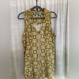 Urban Outfitters Large Green Sun Checkered Zip Mini Dress and Hat Set